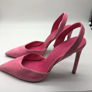 SCHUTZ Hot Pink Suede Slingbacks Size 8.5M Pointed Toe Stiletto